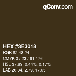 Color code: HEX #3E3018 | qconv.com
