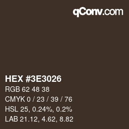 Código de color: HEX #3E3026 | qconv.com