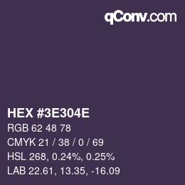 Color code: HEX #3E304E | qconv.com