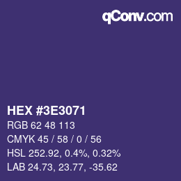 Color code: HEX #3E3071 | qconv.com