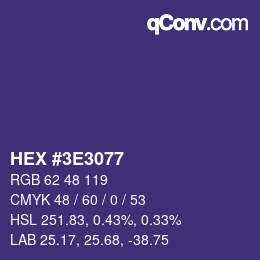 Color code: HEX #3E3077 | qconv.com