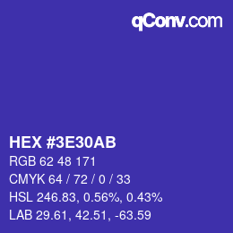 カラーコード: HEX #3E30AB | qconv.com