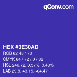 Color code: HEX #3E30AD | qconv.com