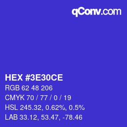 Color code: HEX #3E30CE | qconv.com