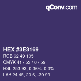 Color code: HEX #3E3169 | qconv.com