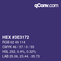Color code: HEX #3E3172 | qconv.com