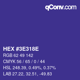 Color code: HEX #3E318E | qconv.com