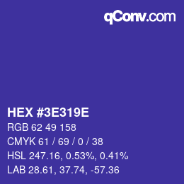 Color code: HEX #3E319E | qconv.com