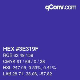 Color code: HEX #3E319F | qconv.com