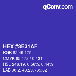 Color code: HEX #3E31AF | qconv.com