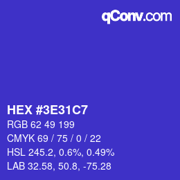 Color code: HEX #3E31C7 | qconv.com