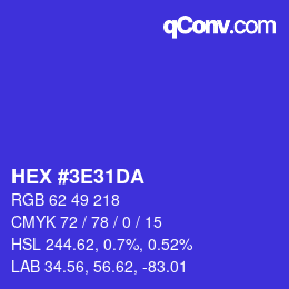 Color code: HEX #3E31DA | qconv.com