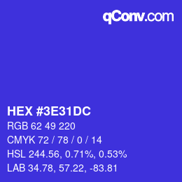 Color code: HEX #3E31DC | qconv.com