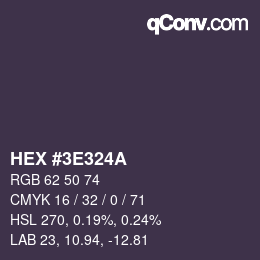 Color code: HEX #3E324A | qconv.com