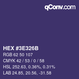Color code: HEX #3E326B | qconv.com
