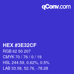 Color code: HEX #3E32CF | qconv.com