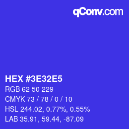 Color code: HEX #3E32E5 | qconv.com