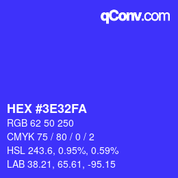 Color code: HEX #3E32FA | qconv.com