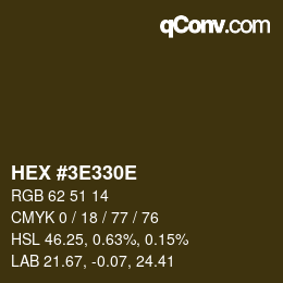 Color code: HEX #3E330E | qconv.com