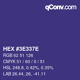 Color code: HEX #3E337E | qconv.com