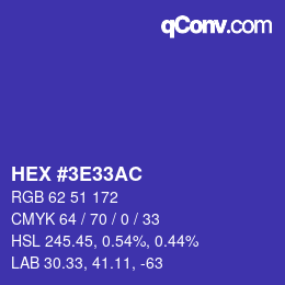Color code: HEX #3E33AC | qconv.com