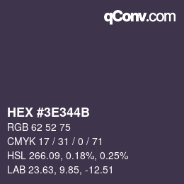 Color code: HEX #3E344B | qconv.com