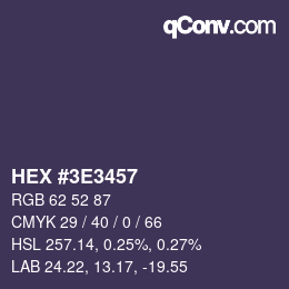 Color code: HEX #3E3457 | qconv.com
