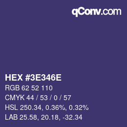Color code: HEX #3E346E | qconv.com