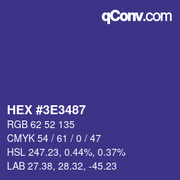 Color code: HEX #3E3487 | qconv.com