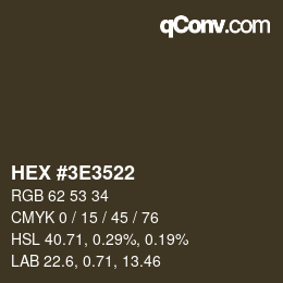 Color code: HEX #3E3522 | qconv.com