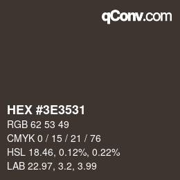 カラーコード: HEX #3E3531 | qconv.com