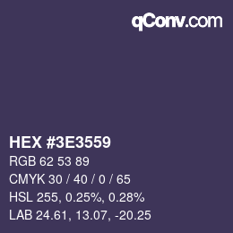 Color code: HEX #3E3559 | qconv.com