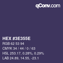 Farbcode: HEX #3E355E | qconv.com