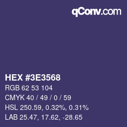 Color code: HEX #3E3568 | qconv.com