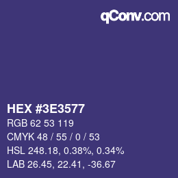 Color code: HEX #3E3577 | qconv.com