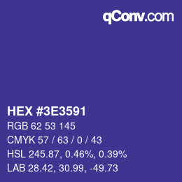 Color code: HEX #3E3591 | qconv.com