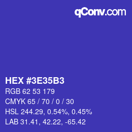 Color code: HEX #3E35B3 | qconv.com