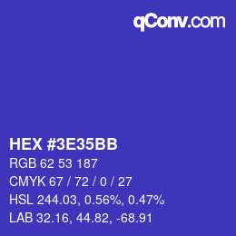 Color code: HEX #3E35BB | qconv.com