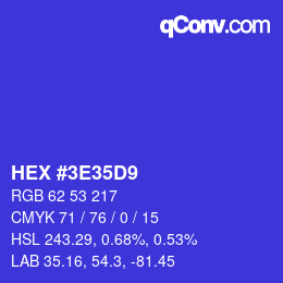 Color code: HEX #3E35D9 | qconv.com