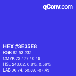 Color code: HEX #3E35E8 | qconv.com