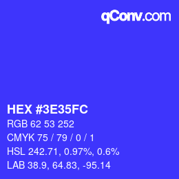 Color code: HEX #3E35FC | qconv.com