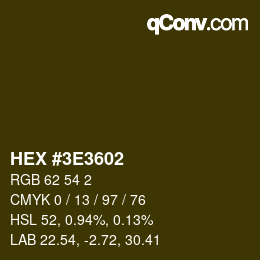 Color code: HEX #3E3602 | qconv.com