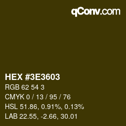 Color code: HEX #3E3603 | qconv.com