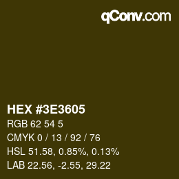 Color code: HEX #3E3605 | qconv.com
