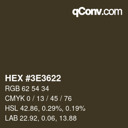 Color code: HEX #3E3622 | qconv.com