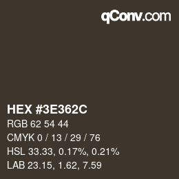Color code: HEX #3E362C | qconv.com