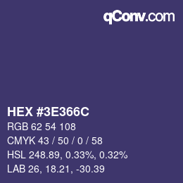 Color code: HEX #3E366C | qconv.com