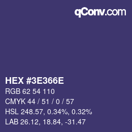 Color code: HEX #3E366E | qconv.com