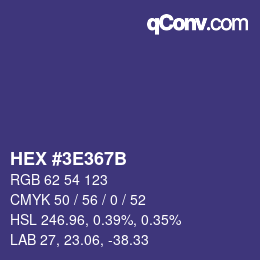 Color code: HEX #3E367B | qconv.com
