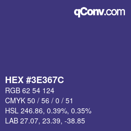 Color code: HEX #3E367C | qconv.com